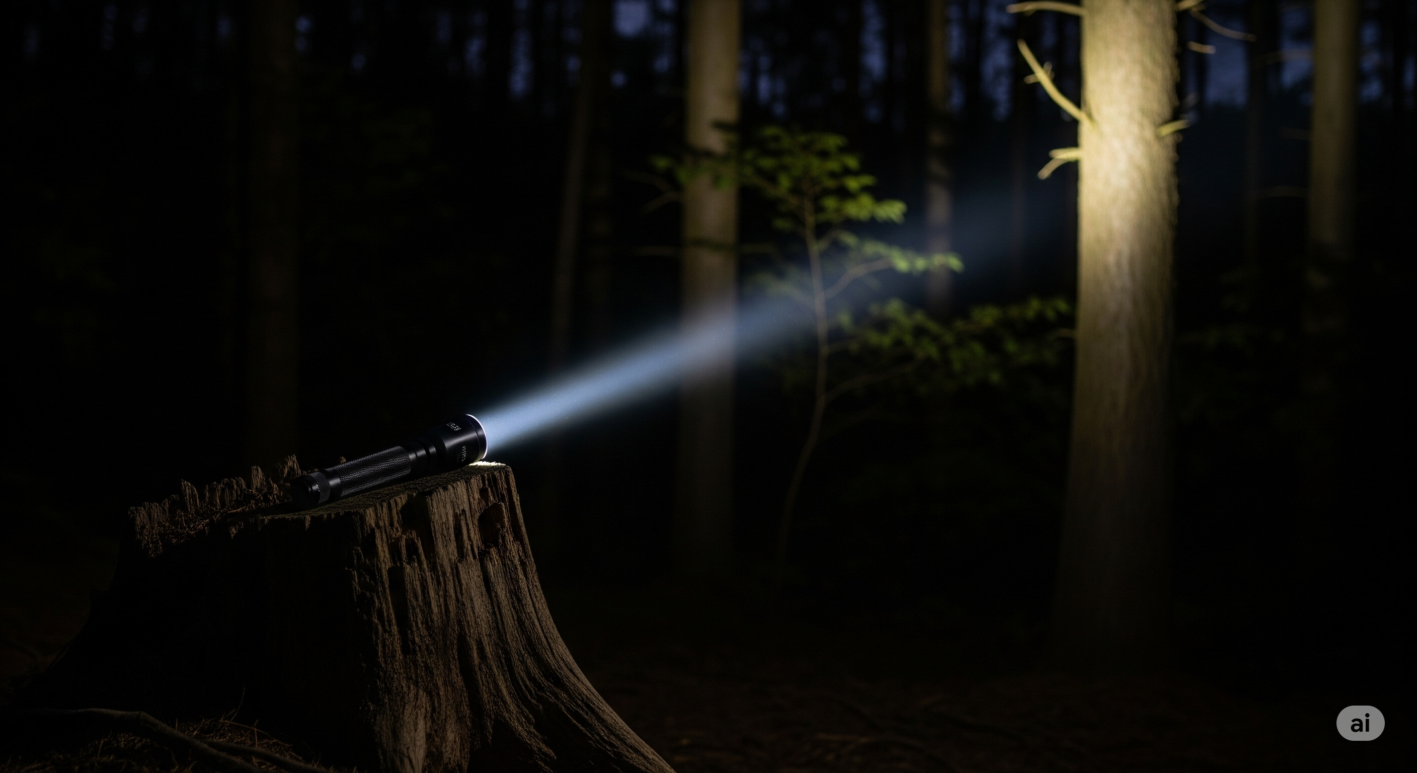 Flashlight on a stump