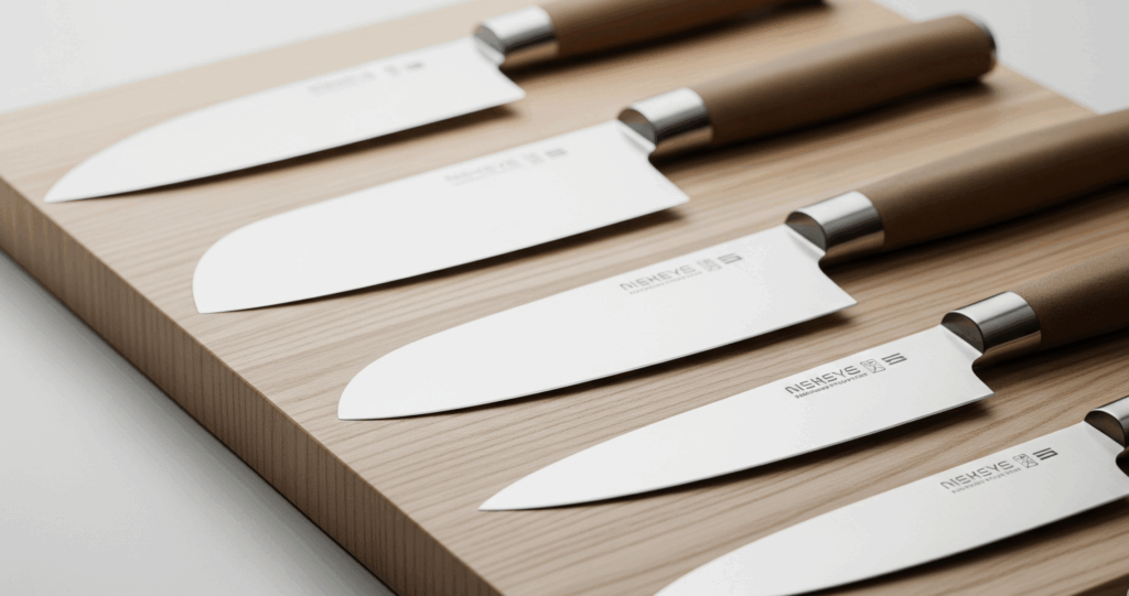kitchen knives on cutting board