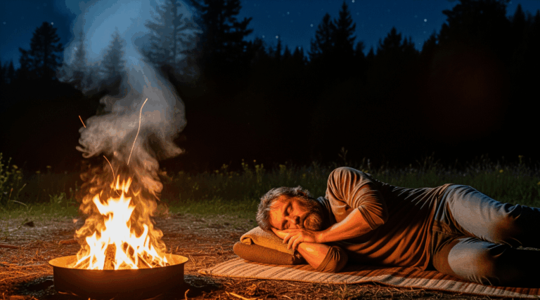 sleeping by the fire